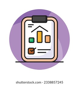 Gráfico de barras en página que denota el concepto vector de informe de negocios en estilo de moda