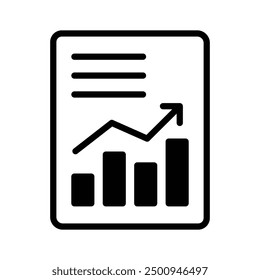 Gráfico de barras en la página que denota el ícono del informe comercial, Vector de análisis de marketing