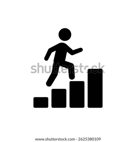 Bar Chart with Person Climbing Steps - Symbolizing Growth and Progress