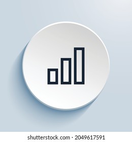 bar chart pixel art icon design. Button style circle shape isolated on white background. Vector illustration