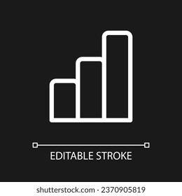 Bar chart pixel perfect white linear ui icon for dark theme. Data visualization tool. Vector line pictogram. Isolated user interface symbol for night mode. Editable stroke. Poppins font used