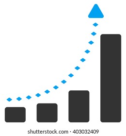Bar Chart Positive Trend vector toolbar icon. Style is flat icon symbol, color, white background, rhombus dots.