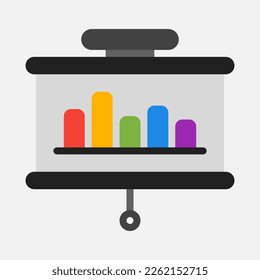 Bar chart presentation icon in flat style, use for website mobile app presentation