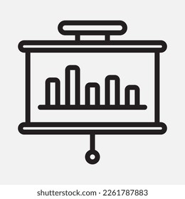 Bar chart presentation icon in line style, use for website mobile app presentation