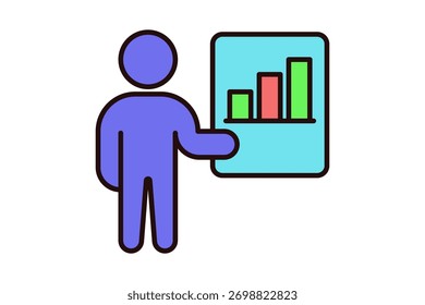 Bar Chart Presentation Icon. Icon related to Presentation. Flat line icon style. Simple vector design editable