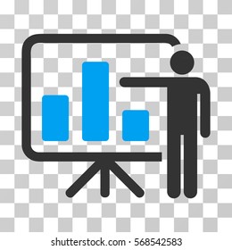 Bar Chart Presentation icon. Vector illustration style is flat iconic bicolor symbol, blue and gray colors, transparent background. Designed for web and software interfaces.