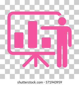 Bar Chart Presentation icon. Vector illustration style is flat iconic symbol, pink color, transparent background. Designed for web and software interfaces.