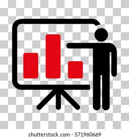 Bar Chart Presentation icon. Vector illustration style is flat iconic bicolor symbol, intensive red and black colors, transparent background. Designed for web and software interfaces.