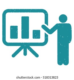 Bar Chart Presentation rubber seal stamp watermark. Icon vector symbol with grunge design and dust texture. Scratched soft blue ink emblem on a white background.