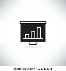 bar chart in projector slide icon vector illustration