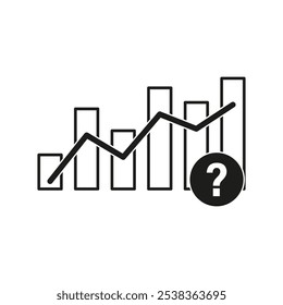 Balkendiagramm mit Frage. Datenunsicherheit. Finanzermittlungskonzept. Vektorgrafik