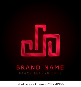 Bar chart red chromium metallic logo