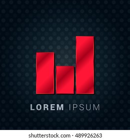 Bar Chart Red chromium precious metallic 3D Icon / Logo Design