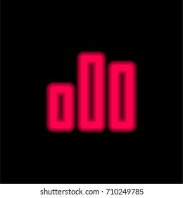 Bar chart red glowing neon ui ux icon. Glowing sign logo vector
