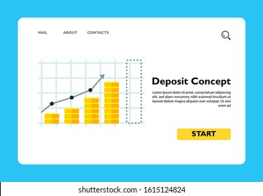 Bar chart represented by growing coin stacks. Success, interest, capital. Deposit concept. Can be used for topics like management, finance, business.