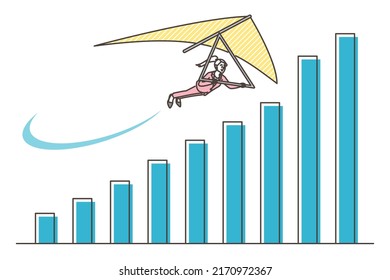 Bar Chart With A Rising Trend. Concept Of Business And Economic Growth [Vector Illustration].