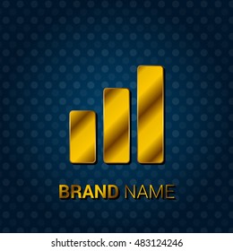Bar Chart Royal Golden & Blue Metallic Premium Corporate Logo / Icon