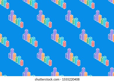 bar chart seamless pattern.blue color. modern minimal style. for texture, wallpaper, gift, cover, decor, background, interior, cloth, fabric, etc.