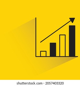 gráfico de barras con sombra sobre fondo amarillo