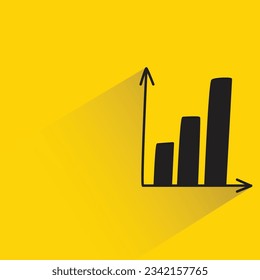 bar chart with shadow on yellow background