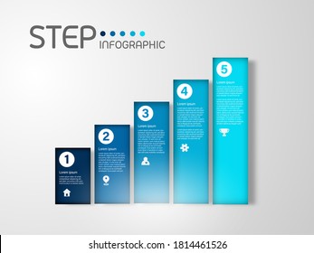 Bar chart shape elements with steps,road map,options,graph,milestone,processes or workflow.Business data visualization.Creative step infographic template for presentation,vector illustration.