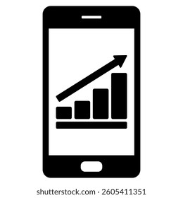 Bar chart and smartphone on white