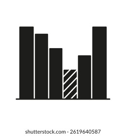 Bar Chart Solid Icon. Data Analysis, Statistics, And Business Growth Silhouette Symbol. Visual Representation Of Information And Trends. Isolated Vector Illustration.