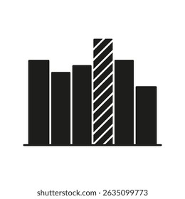Bar Chart Solid Icon. Data Analysis, Statistics, And Business Performance Silhouette Symbol. Graphical Representation Of Information. Isolated Vector Illustration.