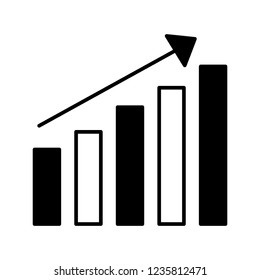 bar chart statistics arrow on white background