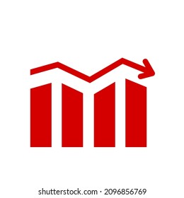 Bar Chart Stats icon design.failed and declining business growth concept.
