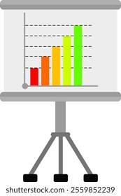 bar chart with steady increase is displayed on the projector screen