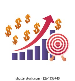 bar chart with target shooting isolated icon