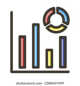 Bar Chart Thick Line Filled Colors For Personal And Commercial Use.

