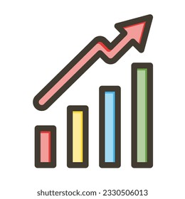 Bar Chart Thick Line Filled Colors For Personal And Commercial Use.
