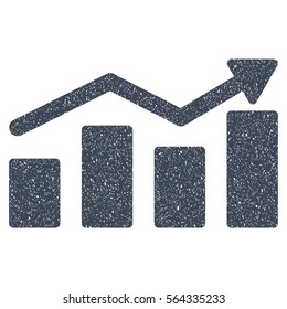 Bar Chart Trend grainy textured icon for overlay watermark stamps. Flat symbol with unclean texture. Dotted vector smooth blue ink rubber seal stamp with grunge design on a white background.