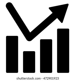 Bar Chart Trend icon. Vector style is flat iconic symbol with rounded angles, black color, white background.
