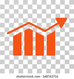 Bar Chart Trend icon. Vector illustration style is flat iconic symbol, orange color, transparent background. Designed for web and software interfaces.