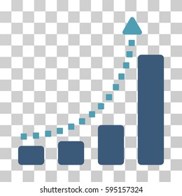 Bar Chart Trend icon. Vector illustration style is flat iconic bicolor symbol, cyan and blue colors, transparent background. Designed for web and software interfaces.