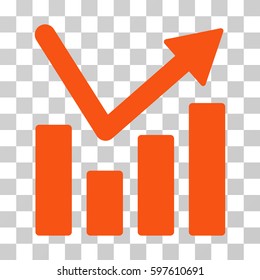 Bar Chart Trend icon. Vector illustration style is flat iconic symbol, orange color, transparent background. Designed for web and software interfaces.