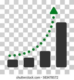 Bar Chart Trend vector pictograph. Illustration style is flat iconic bicolor green and gray symbol on a transparent background.