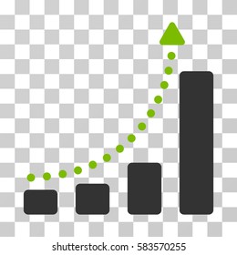 Bar Chart Trend vector pictograph. Illustration style is flat iconic bicolor eco green and gray symbol on a transparent background.