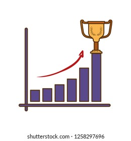 bar chart with trophies isolated icon