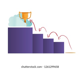 bar chart with trophies isolated icon
