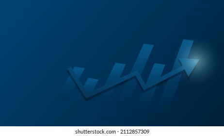 bar chart with uptrend arrow line show business growth profit or success financial effectiveness planning management on blue background with copy space