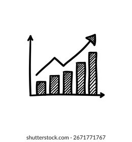 Gráfico de Barras com Seta para Cima Simbolizando Crescimento e Progresso