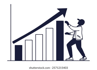 Bar Chart with Upward Arrow vector illustration