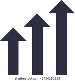 Bar chart upward trend. Growing graph . Vector illustration. Profit Chart or graph vector image or clip art. Graph trending upwards, Arrow pointing up on graph. Art and Illustration
