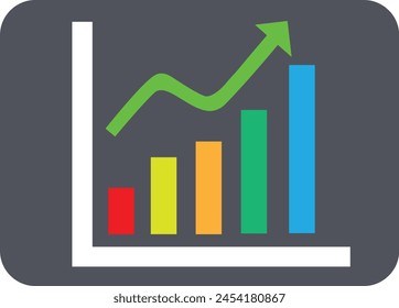 Tendencia ascendente del gráfico de barras. Gráfico creciente . Ilustración vectorial. Gráfico de ganancias o gráfico Vector Imagen o Clip gráfico. Gráfico de tendencia hacia arriba, flecha apuntando hacia arriba en gráfico. Arte e ilustración