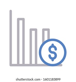 bar chart vector color line icon 