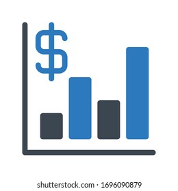 bar chart vector glyph color icon 
